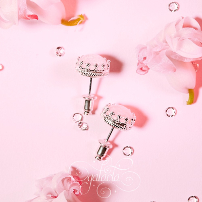 Breastmilk Earrings with Crown Bezels - Unique and Personalized Jewelry