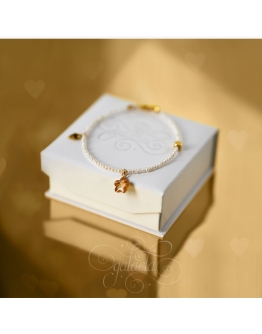 Pearl Seed Charm Bracelet with 3 Charms| Symbolic Jewelry for Mothers