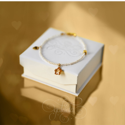 Pearl Seed Charm Bracelet with 3 Charms| Symbolic Jewelry for Mothers