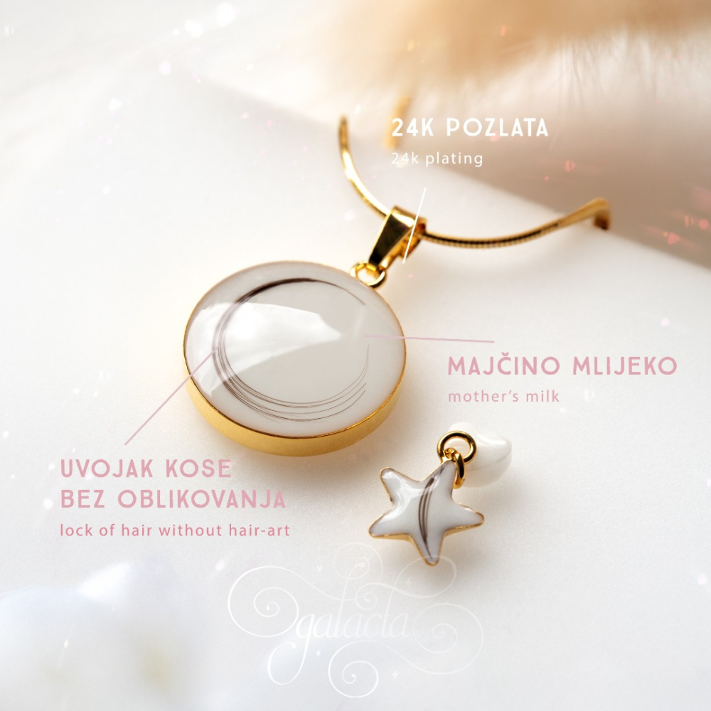 Round Breastmilk Pendant With Hair Art| Personalized Jewelry