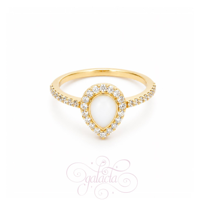 Breastmilk Ring With Pear Shaped Stone | Personalized Jewelry for Mothers