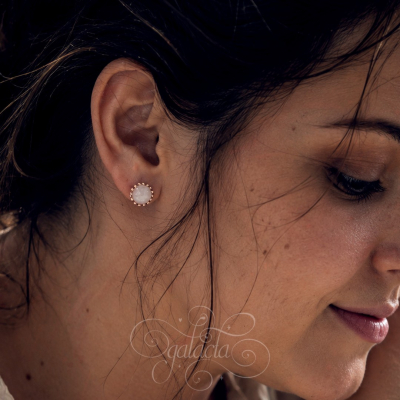 Breastmilk Earrings with Crown Bezels - Unique and Personalized Jewelry